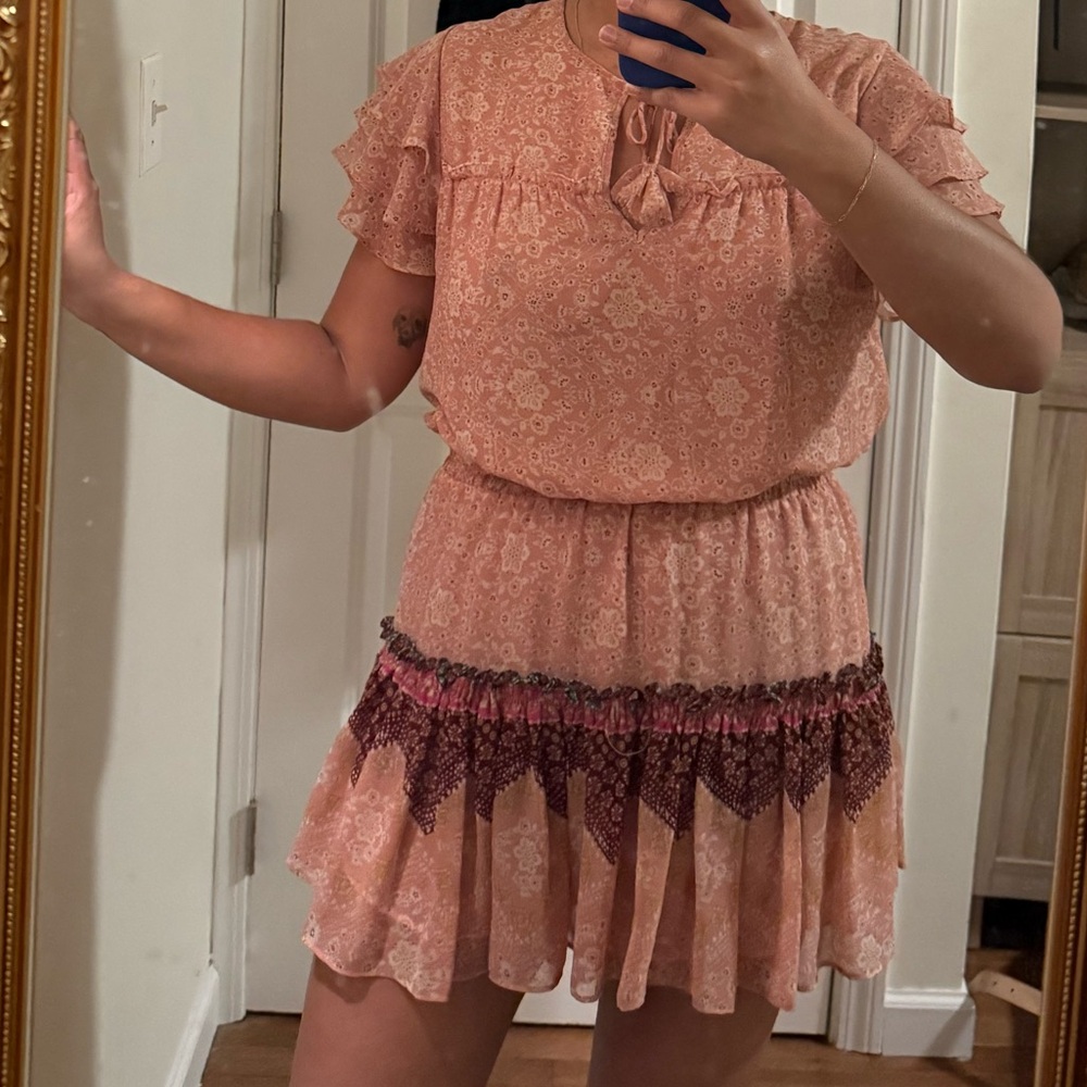 Misa Los Angeles pink mesh mini dress size L